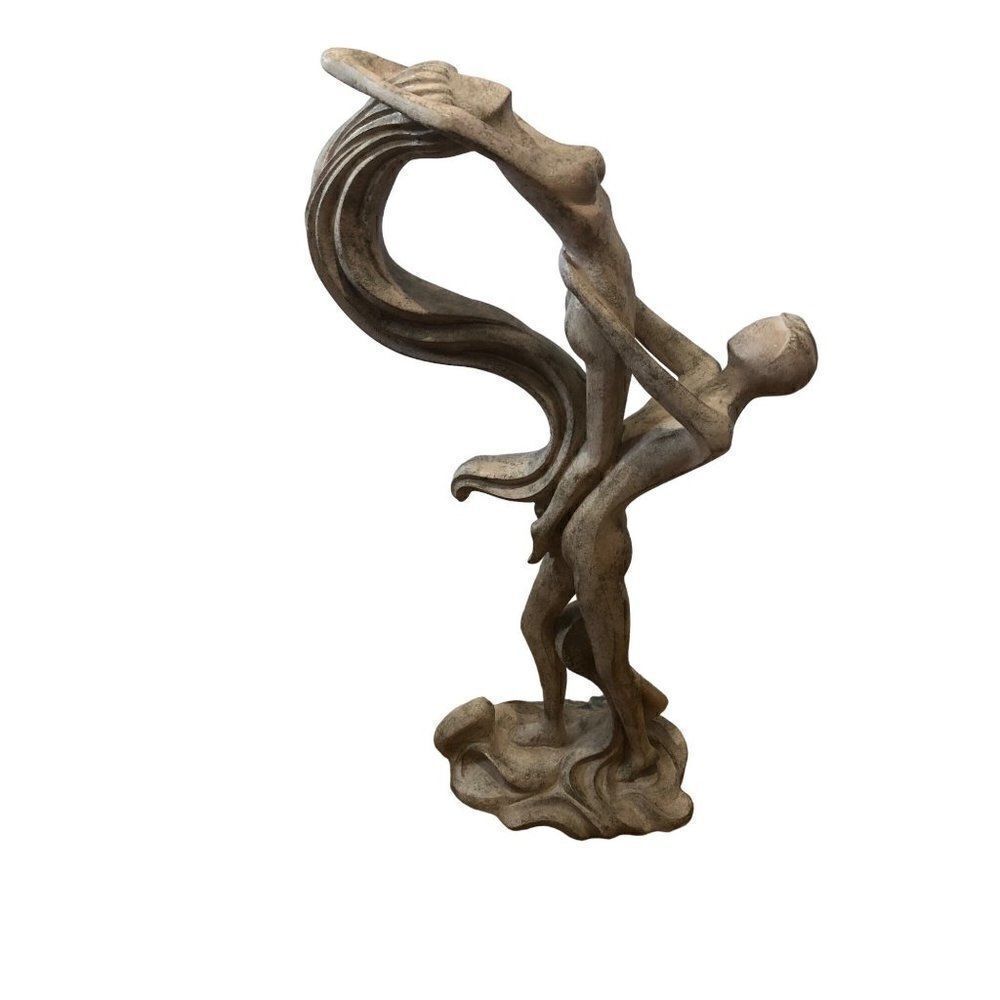 Vintage Huge Nude Jaru H.M.G. Sculpture Couple Embracing
